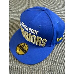 Golden State Warriors New Era 59Fifty Fitted Hat Size 7 3/4 NBA Cap Blue Gold